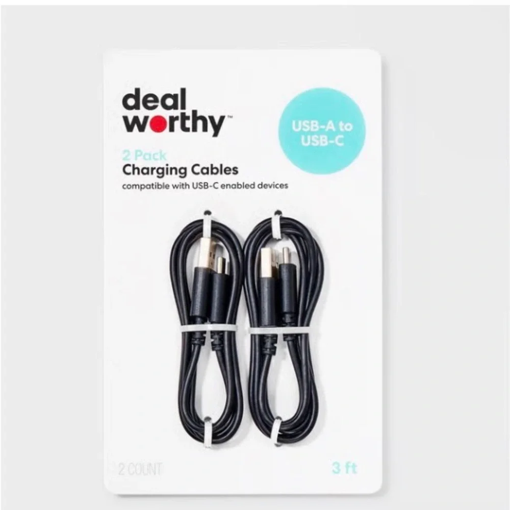 USB C 3” USB-A to USB-C 2pk Cable - dealworthy Black This pack contains 2